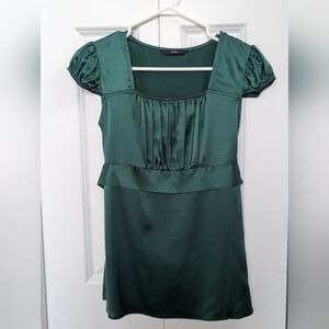 Dark Green Satin Tunic Top